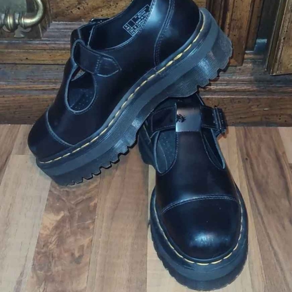 Dr. Martens Shoes - Dr. Martens Bethan Polished Smooth Leather Platform Shoes